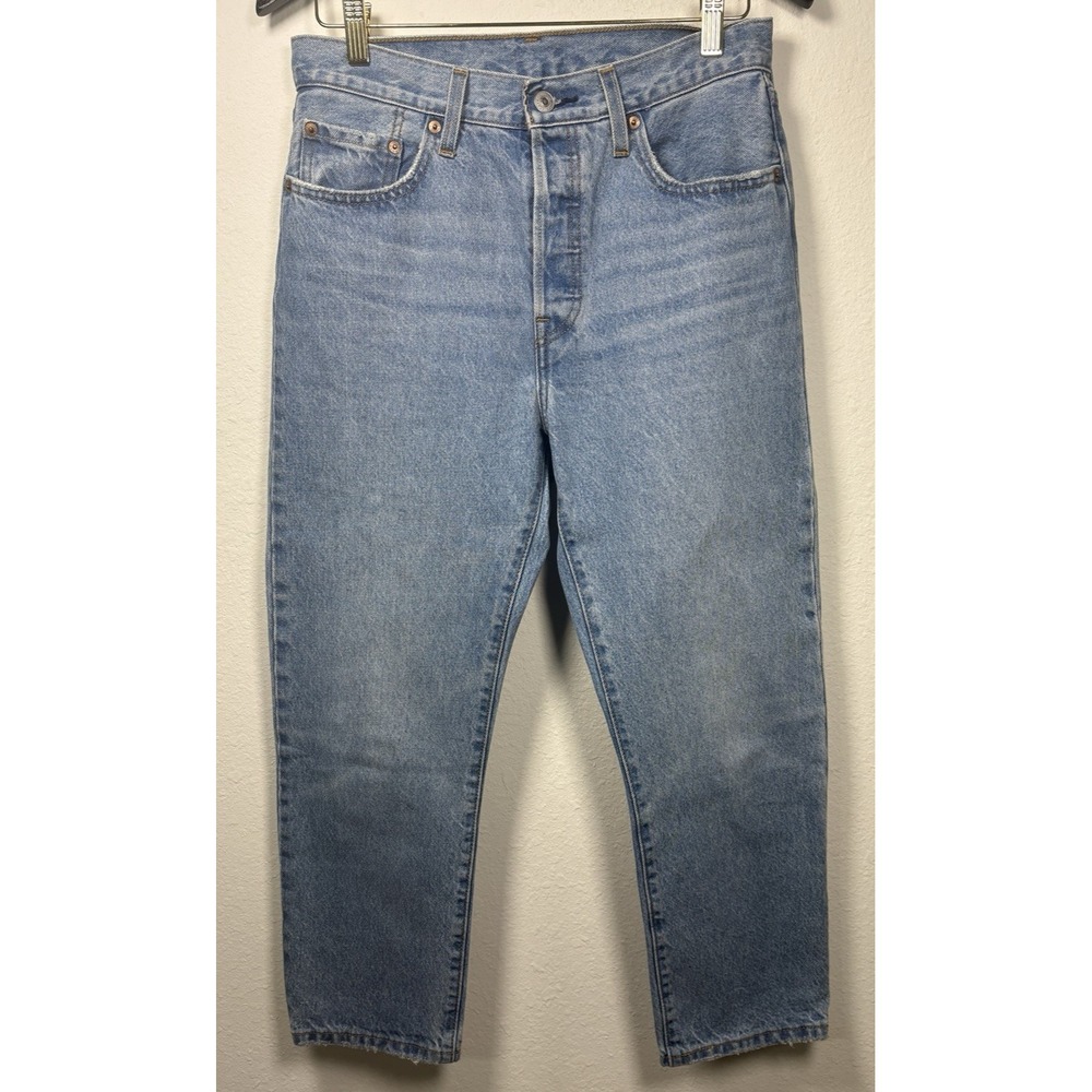 Levi's 501 Womens Jeans W28 L26 Light Wash Button‎ Fly Waterless Straight Leg